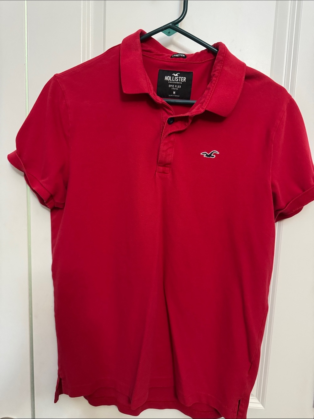 Hollister Men’s Bright Red Polo Shirt with Embroidered Logo